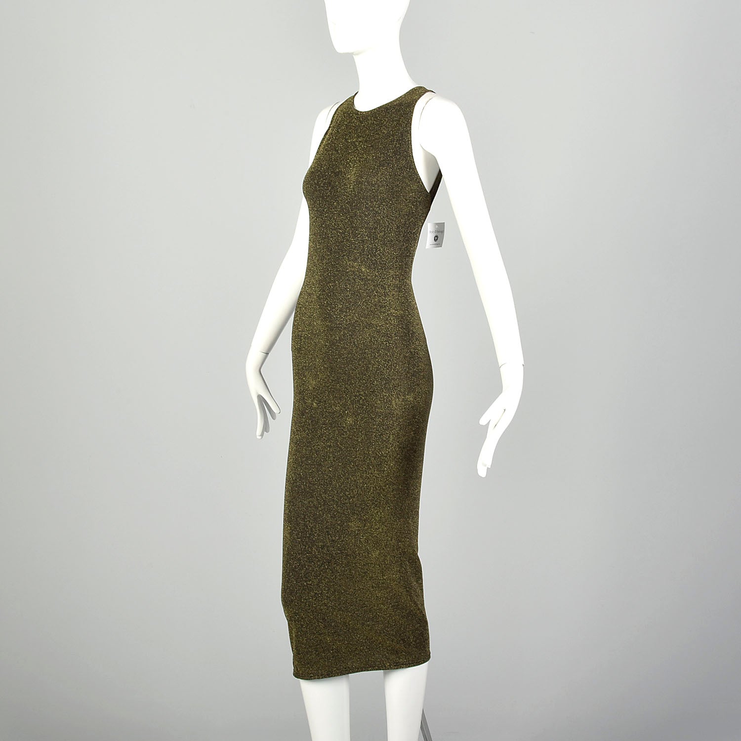 Wolford Metallic Gold Dress Keyhole Back Sexy Stretch Bodycon