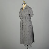 XXL 1950s Black Checkered Dress Short Sleeve Waist Belt