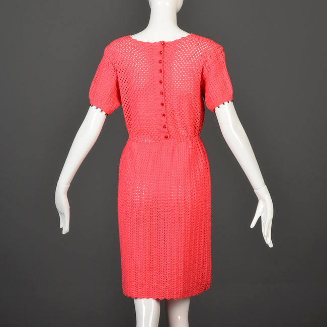 1950s Pink Crochet Dress