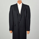 1960s Large Richman Brothers Black Lightweight Wool Outerwear Winter Overcoat