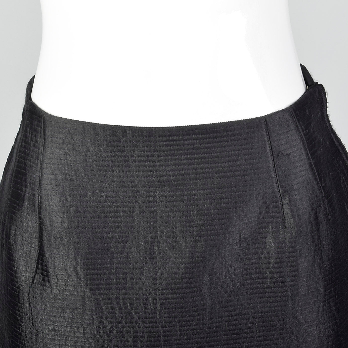1990s Mary McFadden Couture Black Pencil Skirt With Horizontal Stitching