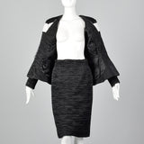 1980s Elegant Pleated Skirt Suit