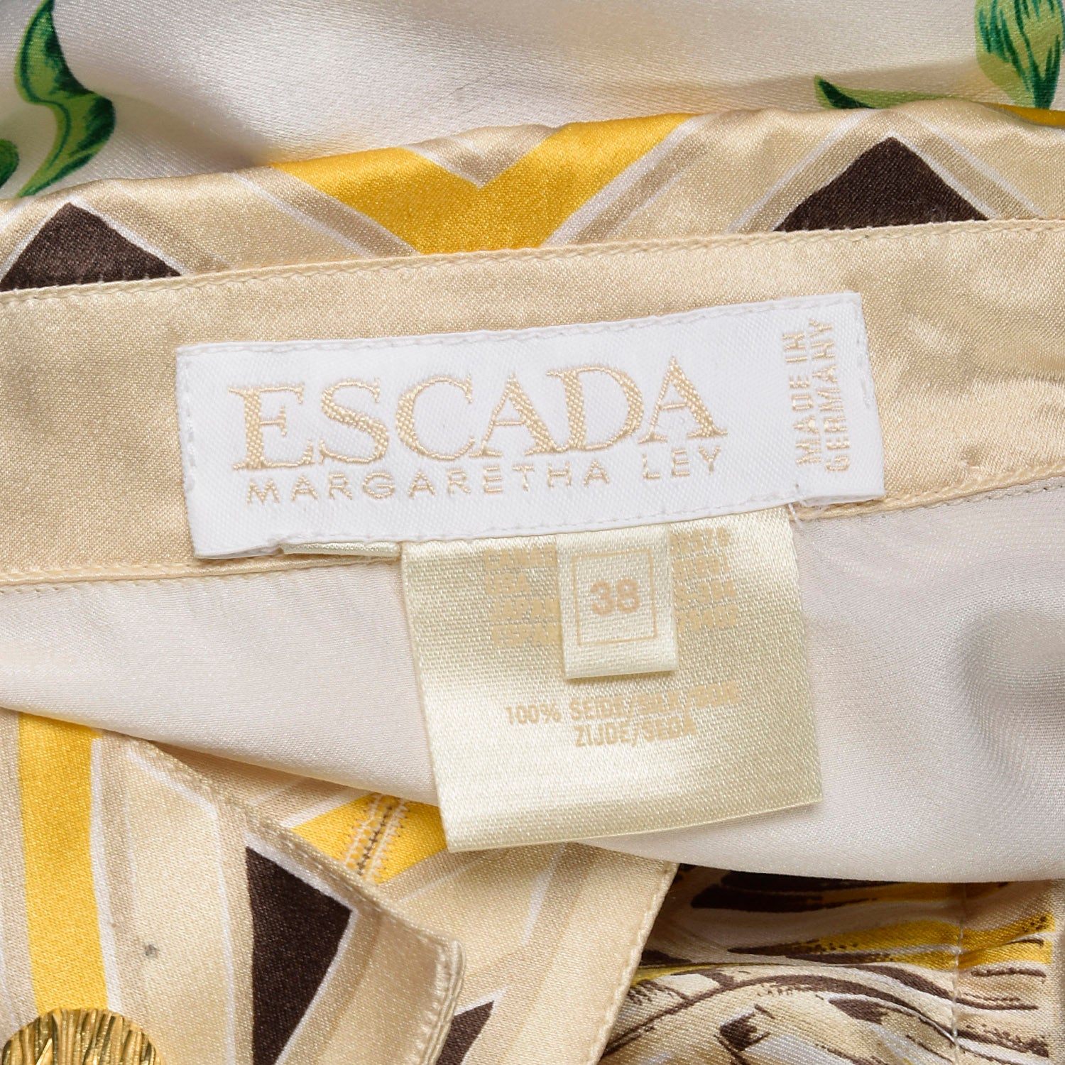 Large Escada 1980s Silk Koala Print Blouse