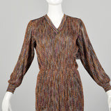 Small 1980s Dress Missoni Metallic Knit Knee Length Long Sleeve Sweater Party