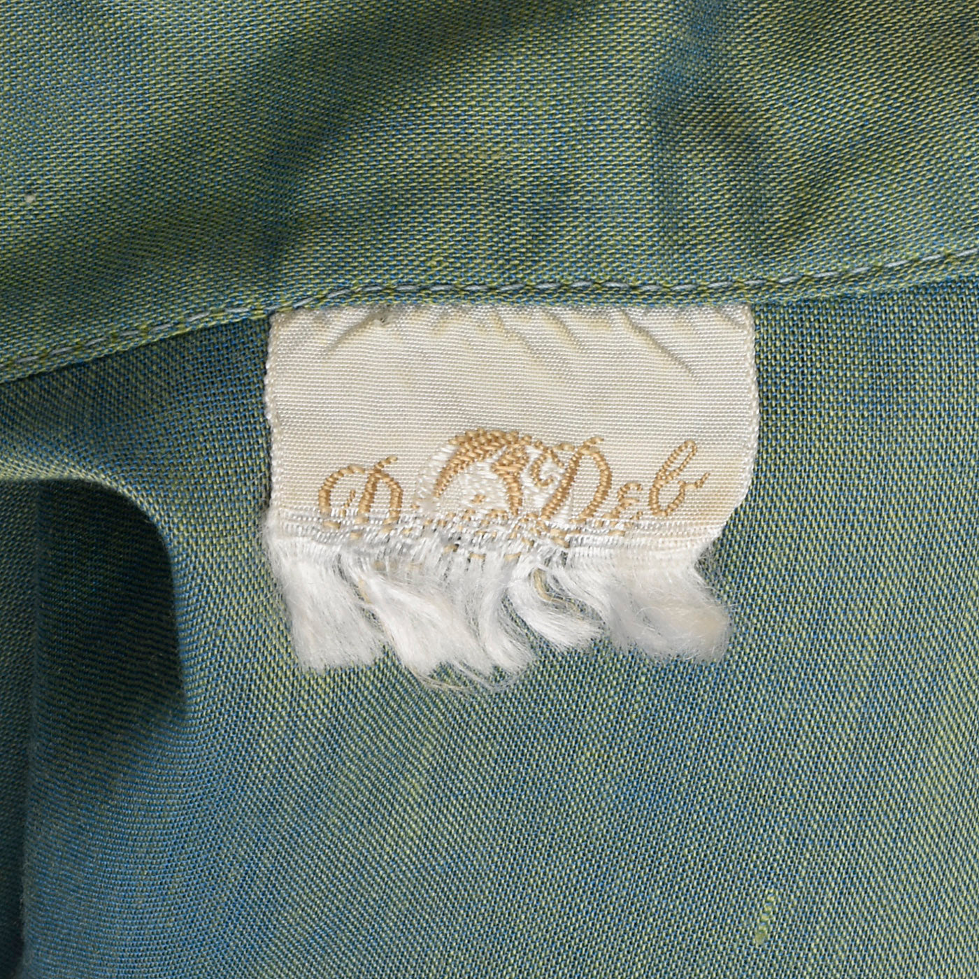1960s Green and Blue Sharkskin Dress