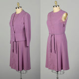XL 1960s Set Purple Tweed Autumn Jacket Lilac Day Dress Ensemble