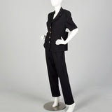 Large 1990s St. John Pant Suit Black Knit Jacket Ensemble