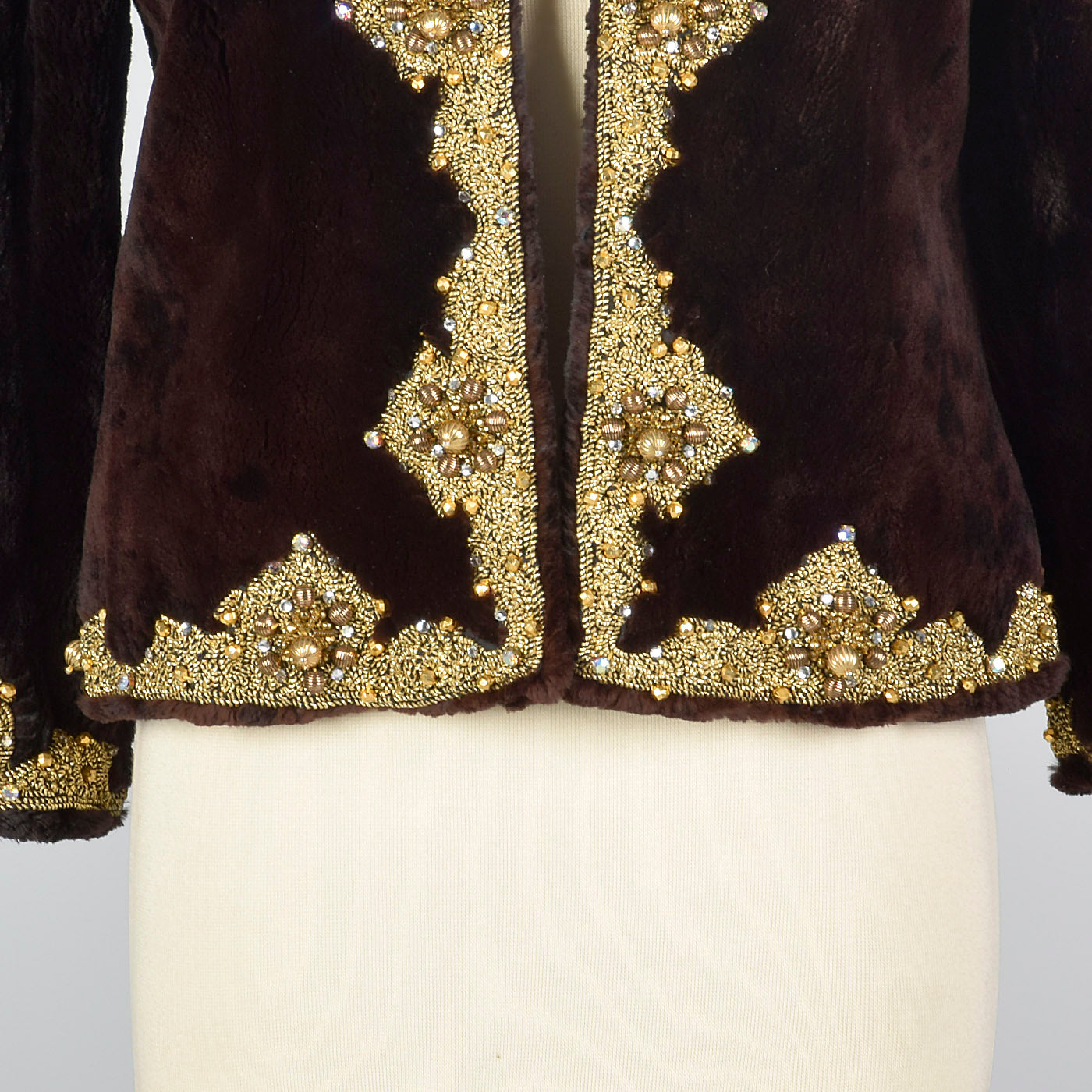 Oscar de la Renta Sheared Mink Beaded Jacket