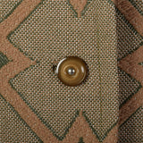 Large 1970s Green Geometric Italian Couture Dress Jacket Set