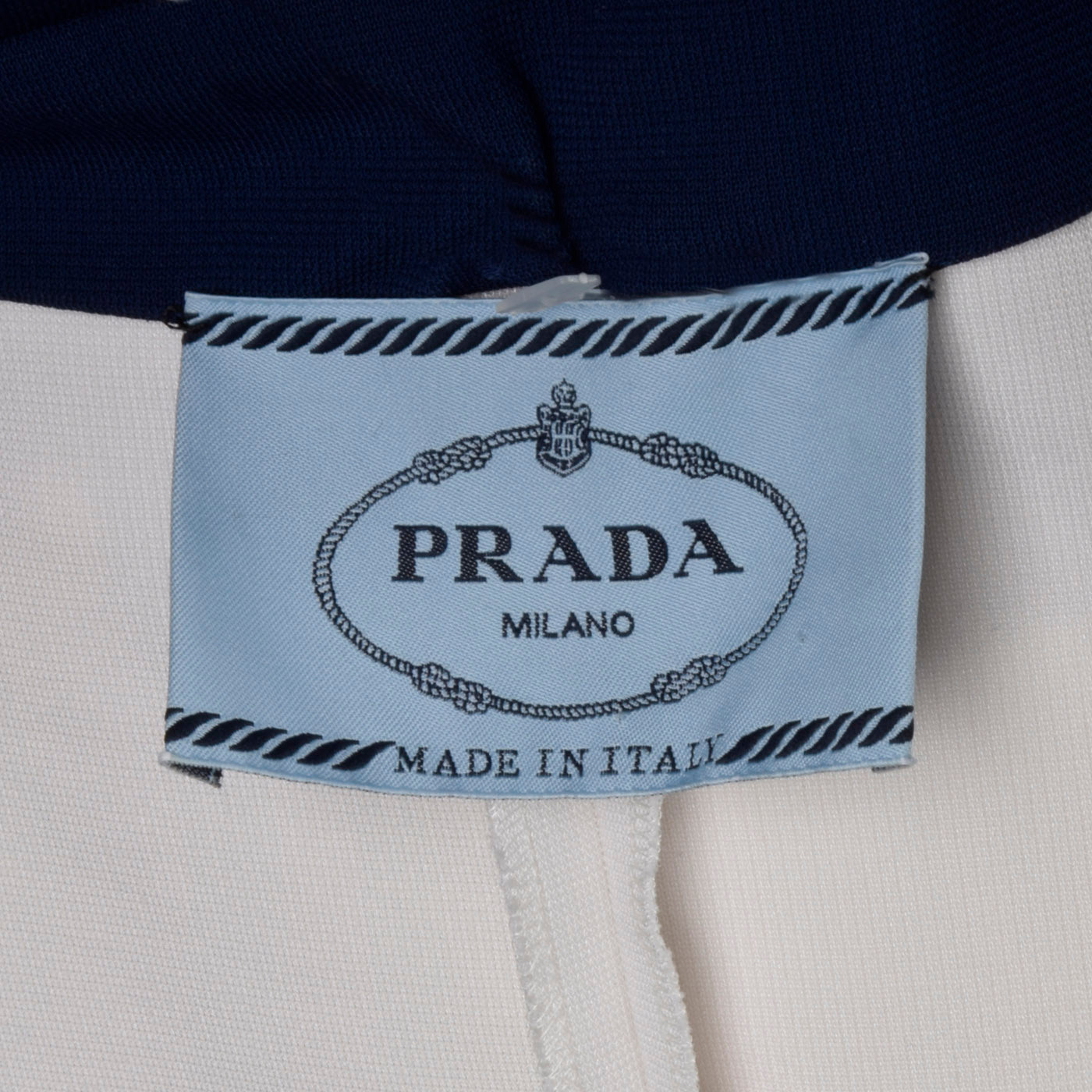 Deadstock Prada White Shift Dress with Navy Trim