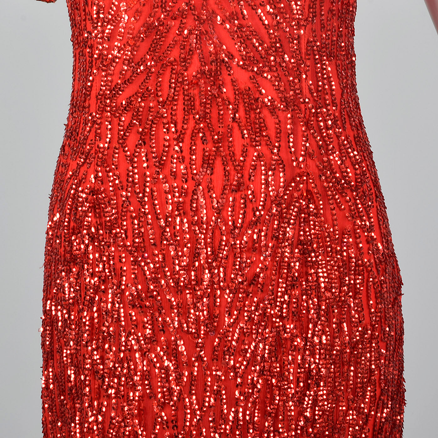 1980s Red Sequin Party Dress