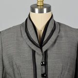 1950s Bonwit Teller Gray Fitted Blazer with Black Trim