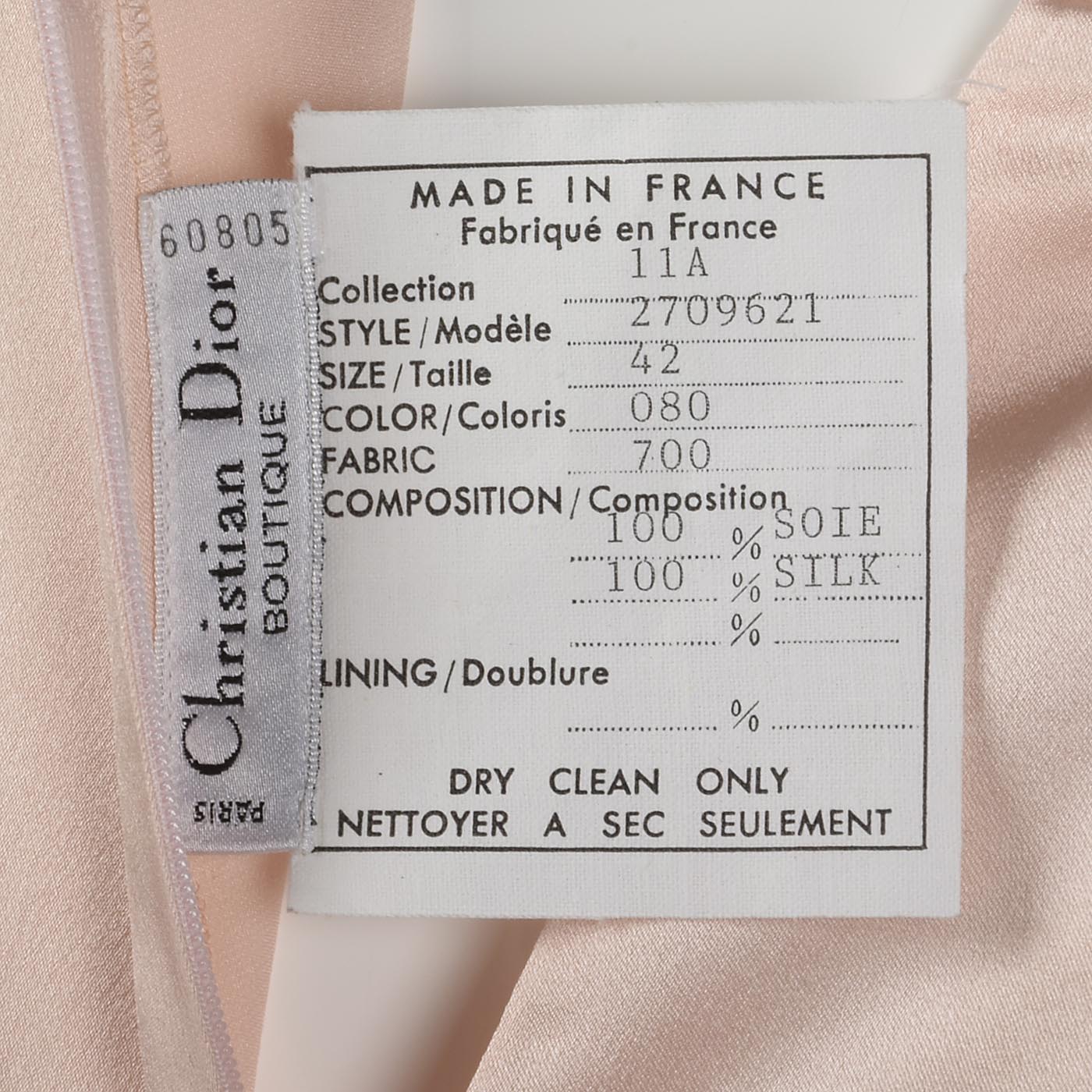 Christian Dior Boutique Numbered Pink Silk Blouse