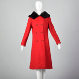 1960s Red Wool Coat with Sheared Fur Collar