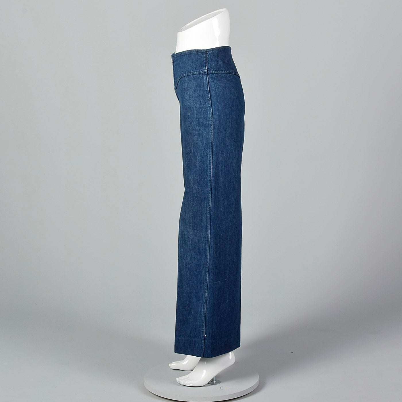 1970s Cotton Denim Zip Front Bell Bottom Jeans