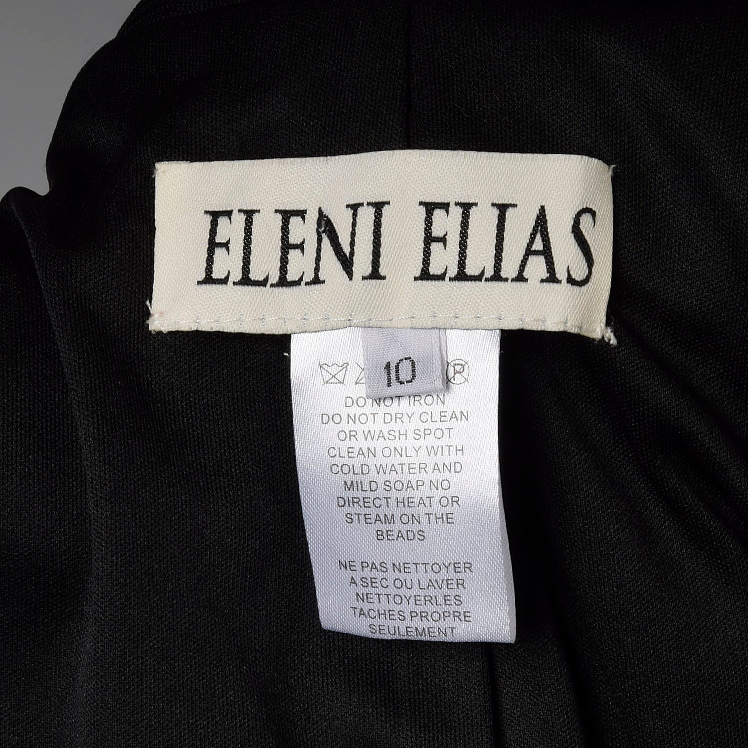 Medium Eleni Elias Black Formal Evening Gown Sleeveless Dress with Train
