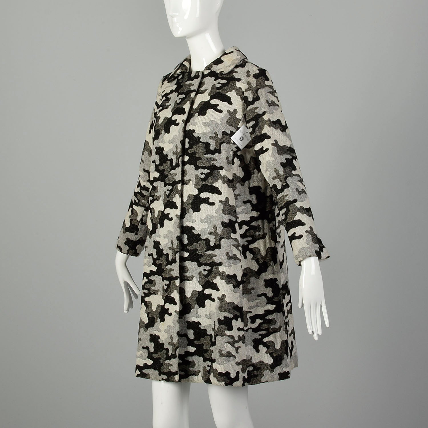 Small 1960s Mod Tonal Winter Coat Abstract Outerwear