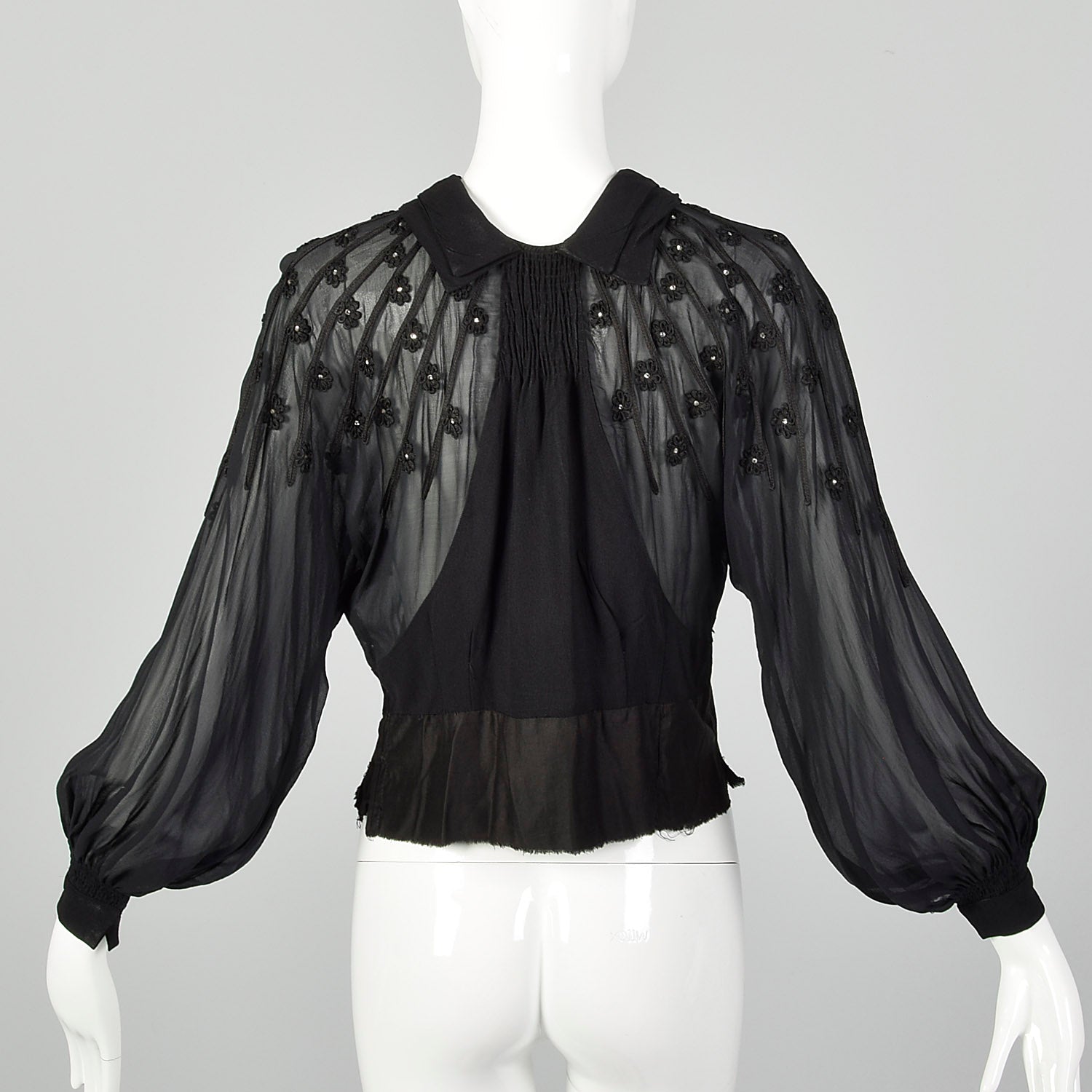 Medium 1930s Sheer Black Shirt