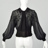 Medium 1930s Sheer Black Shirt