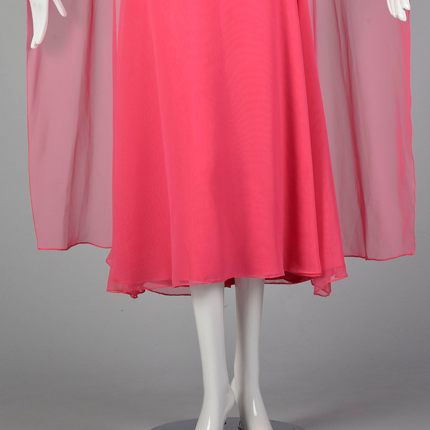 1970s Pink Maxi Dress with Sheer Float