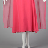 1970s Pink Maxi Dress with Sheer Float