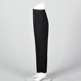 1980s Donna Karan Textured Black Pants with Tapered Leg