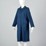 1950s Blue and Black Tweed Coat