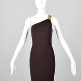 2000s Halston Designer Brown Evening Gown