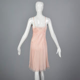 1950s Pink Silk Full Slip with Lace Trim, Bias Cut