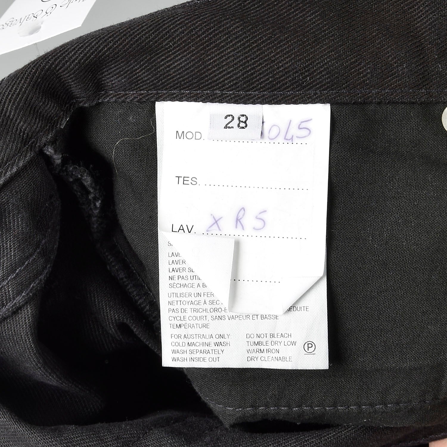 Small Helmut Lang Spring 2003 Black Jeans White Applique Designer Cotton Pants