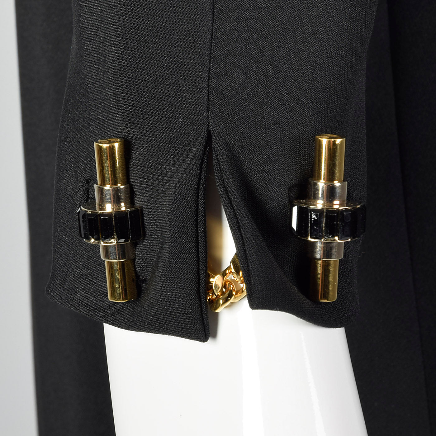 1990s Tom Ford for Gucci Black Shift Dress with Link Buttons Style & Salvage 1990s Tom Ford for Gucci Black Shift Dress with Link Buttons Style & Salvage