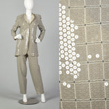 Small Giorgio Armani Le Collezioni 1990s Gray Sequin Check Paint Suit