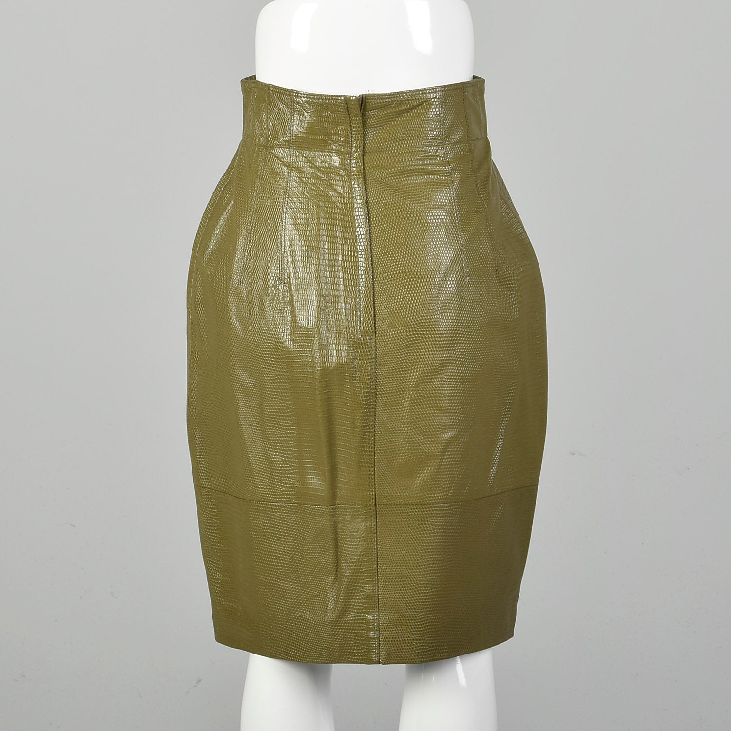 Small Green Leather Embossed Snakeskin Skirt