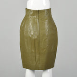 Small Green Leather Embossed Snakeskin Skirt