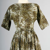 1950s Day Dress with Green and Blue Print