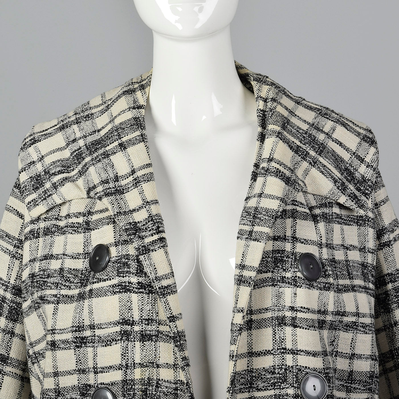 1960s Plaid Clutch Coat with Matching Skirt