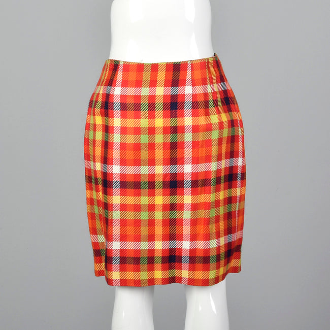 1990s Emanuel Ungaro Plaid Wrap Skirt