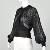 Medium 1930s Sheer Black Shirt
