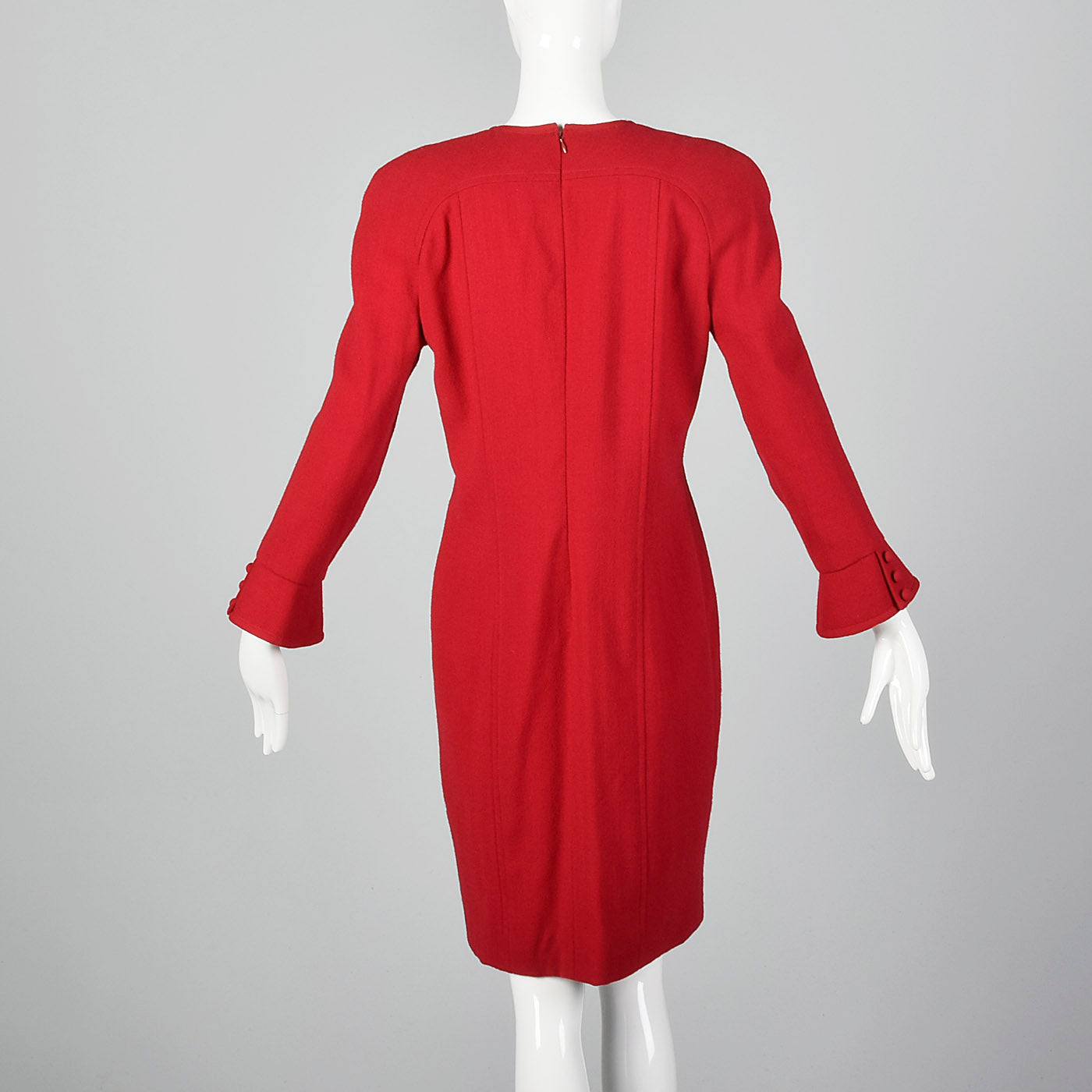 1980s Travilla Red Wool Dress