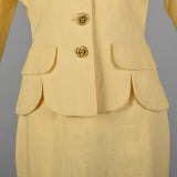 1990s Moschino Cheap & Chic Yellow Linen Skirt Suit