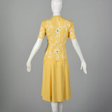Large 1940s Yellow Floral Blouse and Skirt