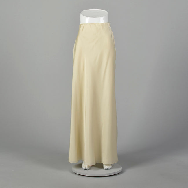 XS Mary McFadden 1990s White Ivory Maxi Skirt