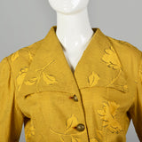 1950s Large Yellow Seersucker Day Dress