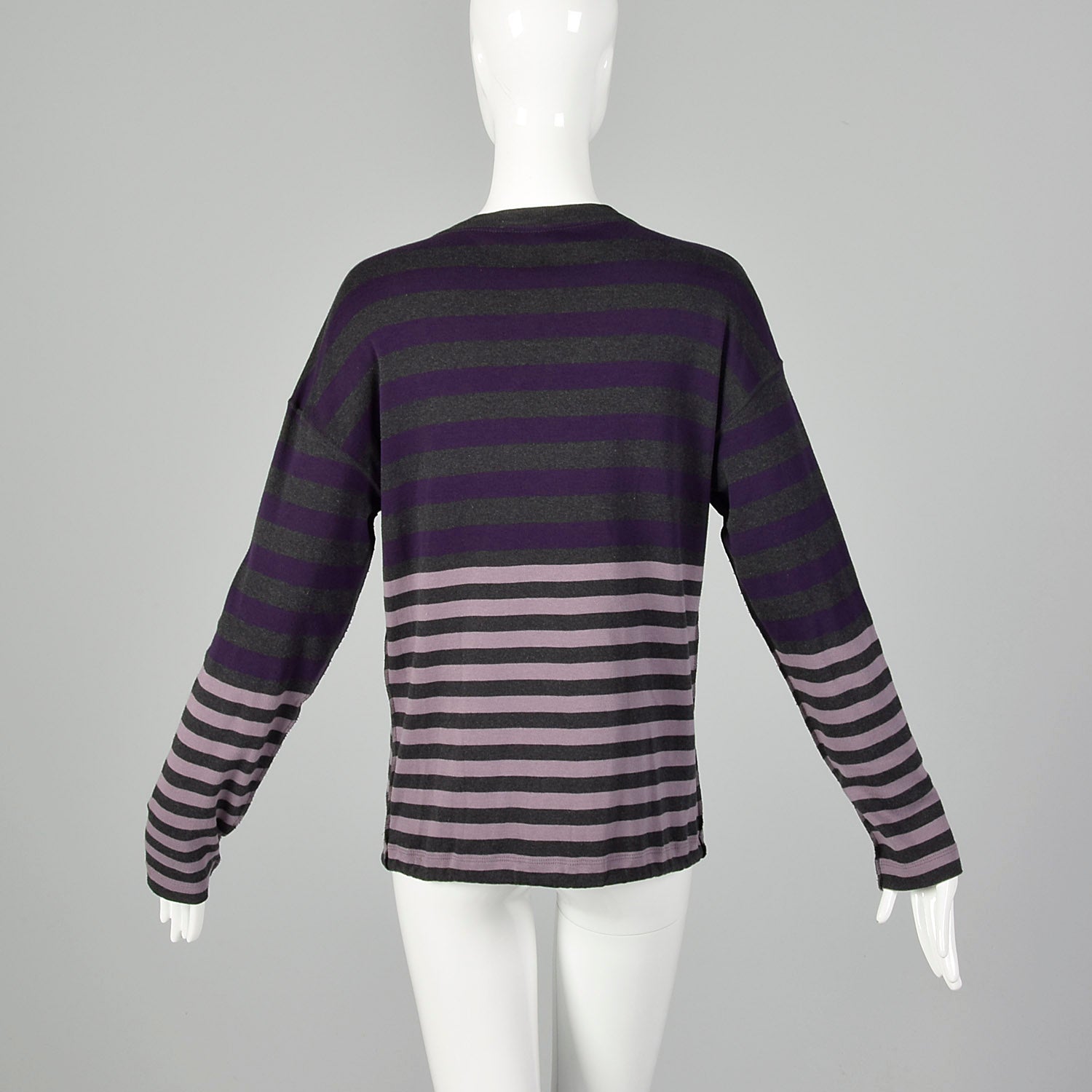 Small Sonia Rykiel 1990s Purple and Gray Striped Cardigan Sweater