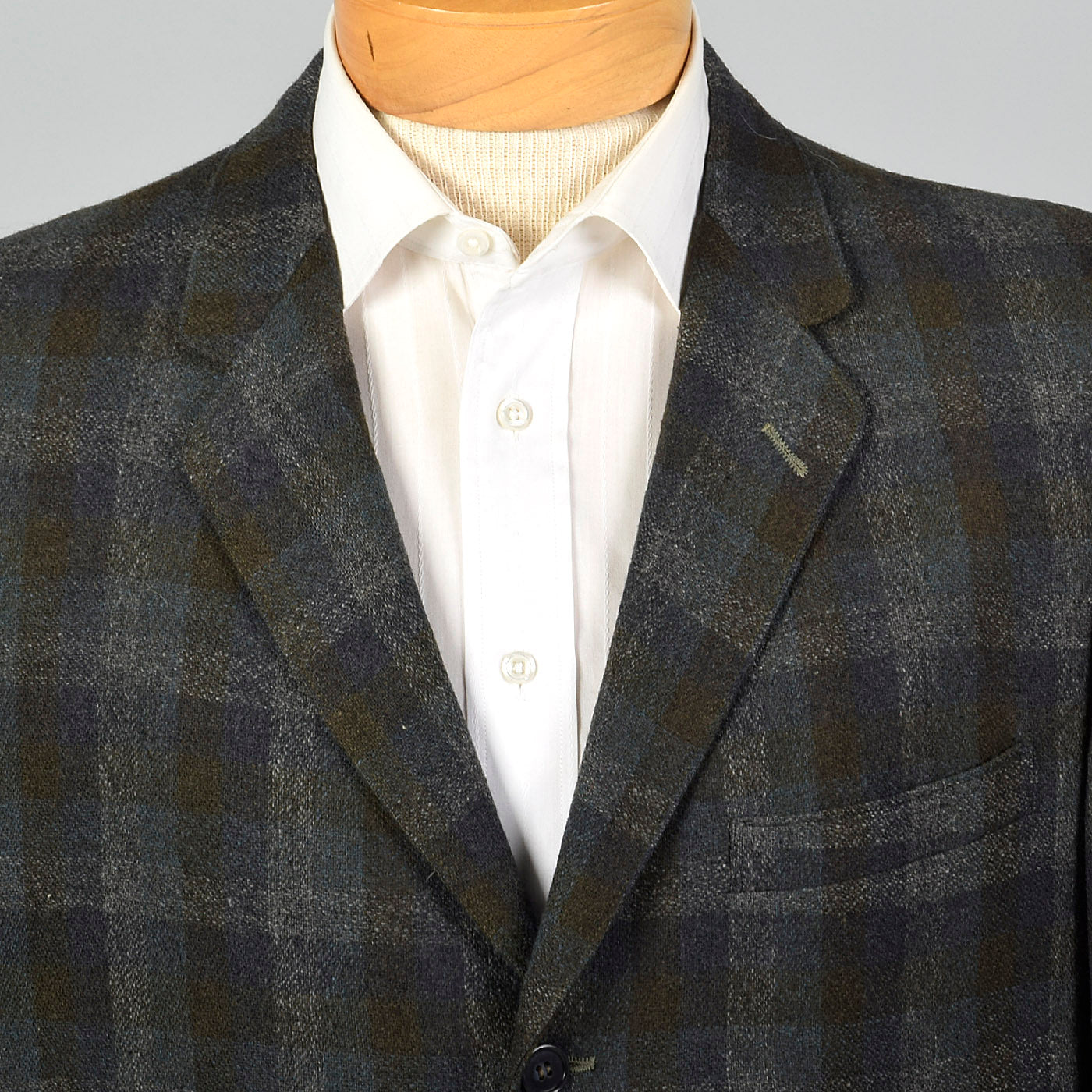 1970s Blue and Green Shadow Plaid Jacket