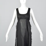 1970s Saks Fifth Avenue Sheer Black Nightgown with Car Wash Hem