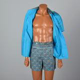 Deadstock 1950s Mens Cabana Set, Loop Collar Shirt & Matching Shorts