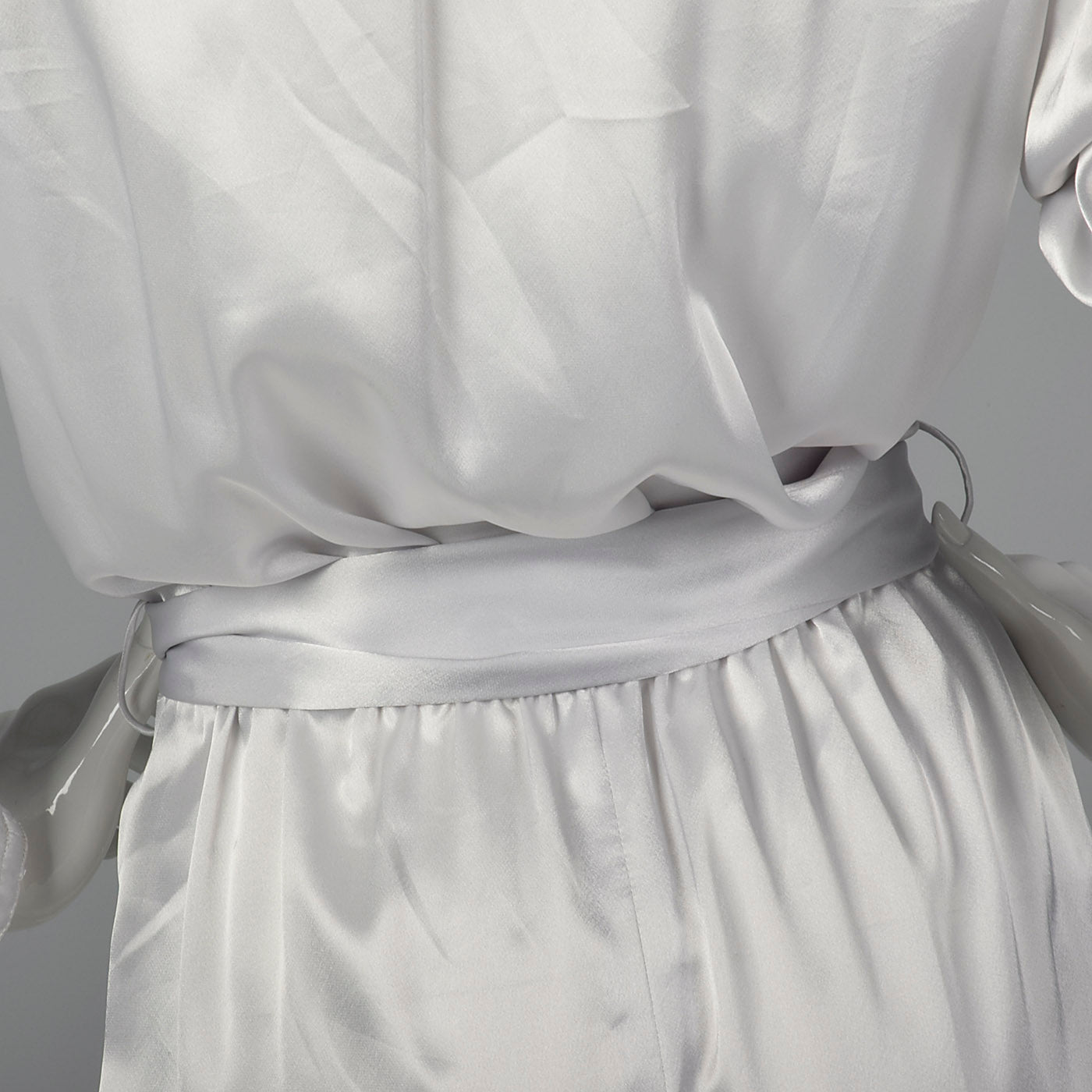 1980s Silky Silver Jumpsuit with Sash Belt