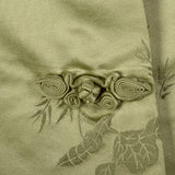 Medium 1960s Sage Green Asian Dress Hand Sewn Silk Frog Closures