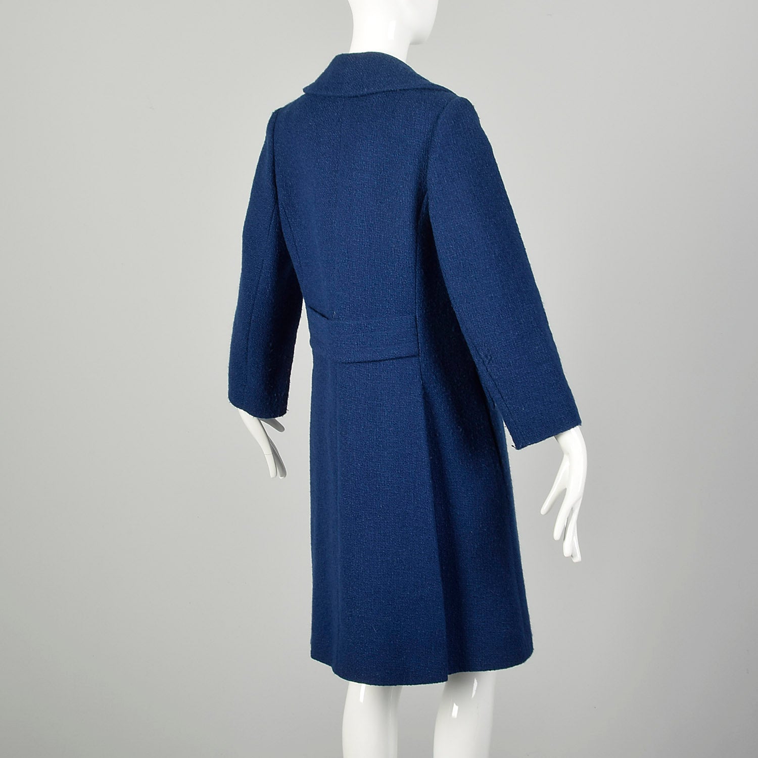 Small 1960s Coat Blue Mod Wool Tweed Double Breasted Winter Outerwear